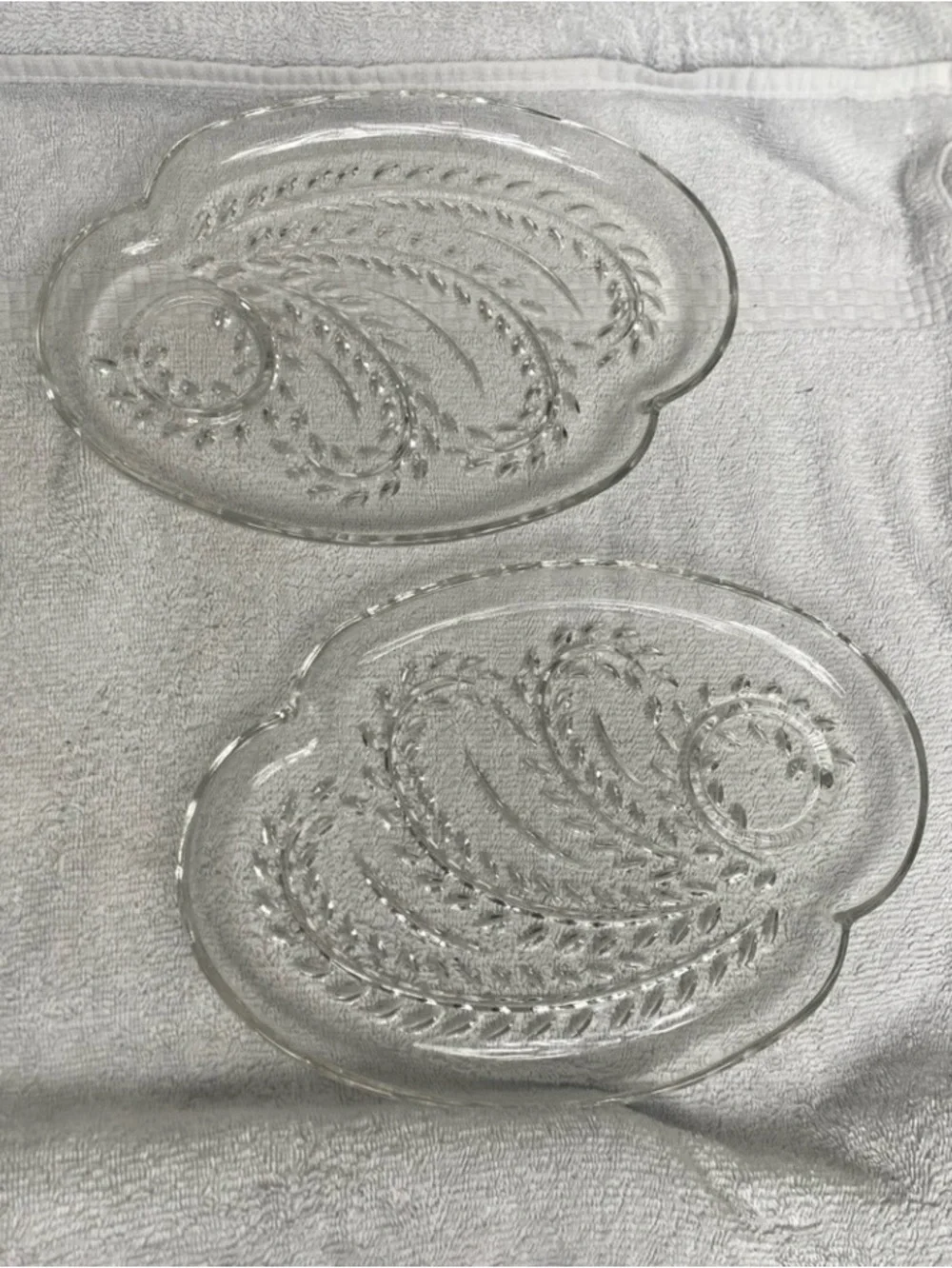 Pier 1 Imports Clear Paisley Sheer Glass Round Plate Set of 2 Bohemian Farmhouse